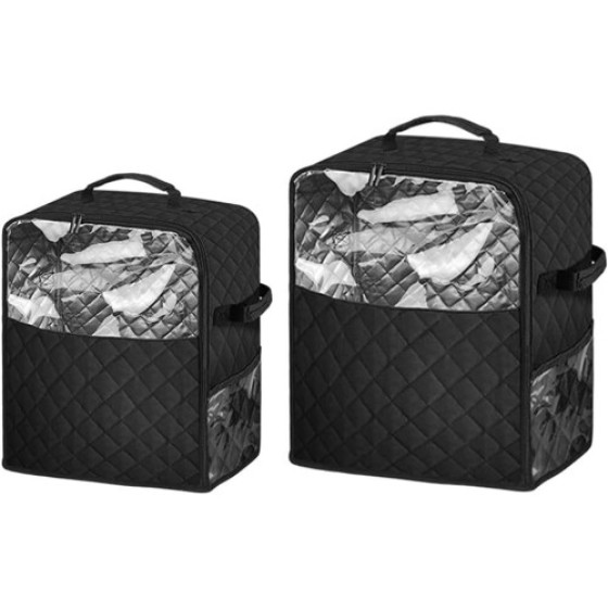 KitchenAid 互換ブレンダーカバー 防塵保護収納バッグ 68クォートスタンドブレンダー用 ブラック キルティングナイロン ポケット付き (L)